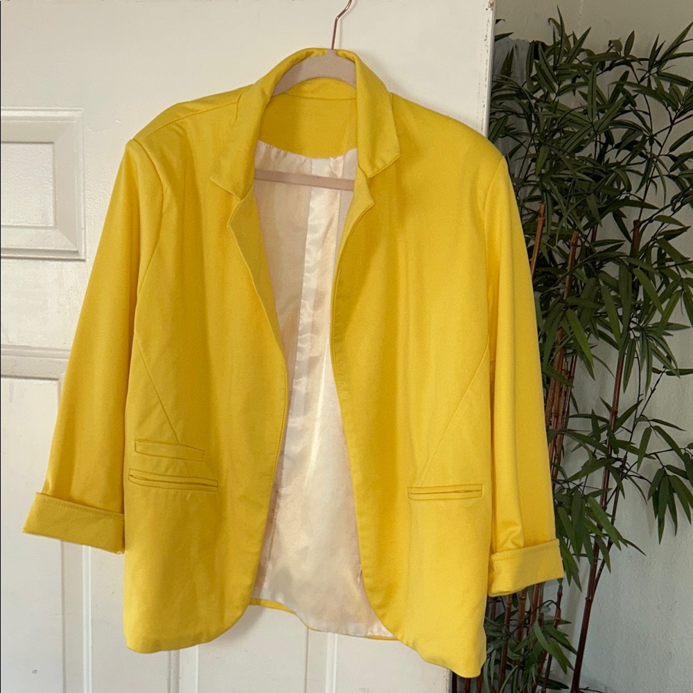 Yellow Women's Open-Front Blazer Jacket
